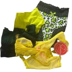 Splendid Women's Yellow and Green Panties Lot of 4 size 1X NWT